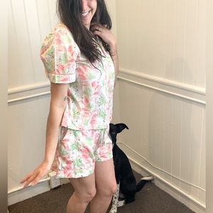 Pink Flamingo percale hot summer jammy set